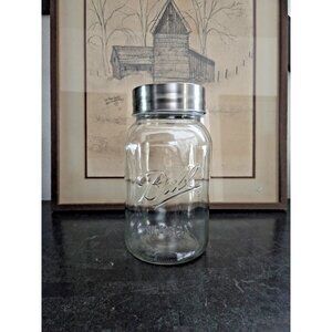 Ball Mason Jar Glass Storage Container 11" USA Made Aluminum Friction Lid Rustic